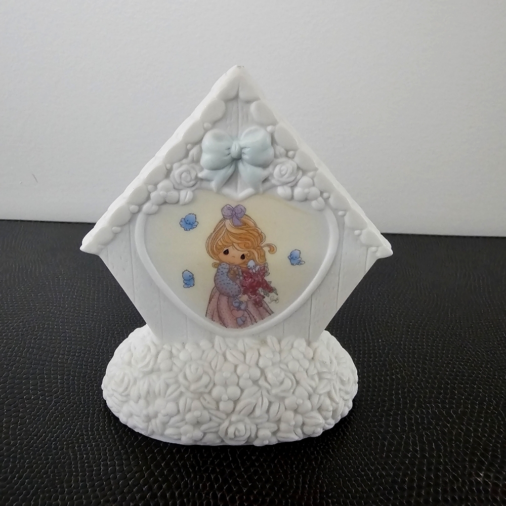 "Happiness" Precious Moments Blue Bird House Figurine